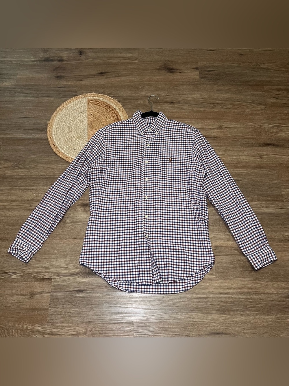 RALPH LAUREN Pony Mens Button Down Long Sleeve Gingham Pattern Shirt